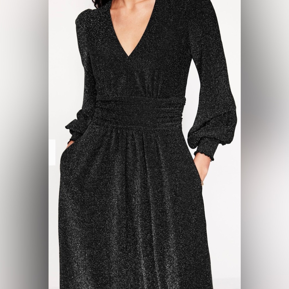 Boden Daphne Metallic Midi Dress in Black - Picture 5 of 12